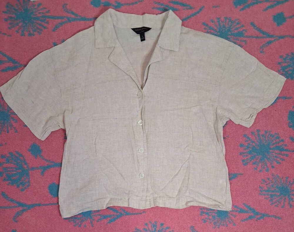 Banana Republic womens small linen top cream beige blouse